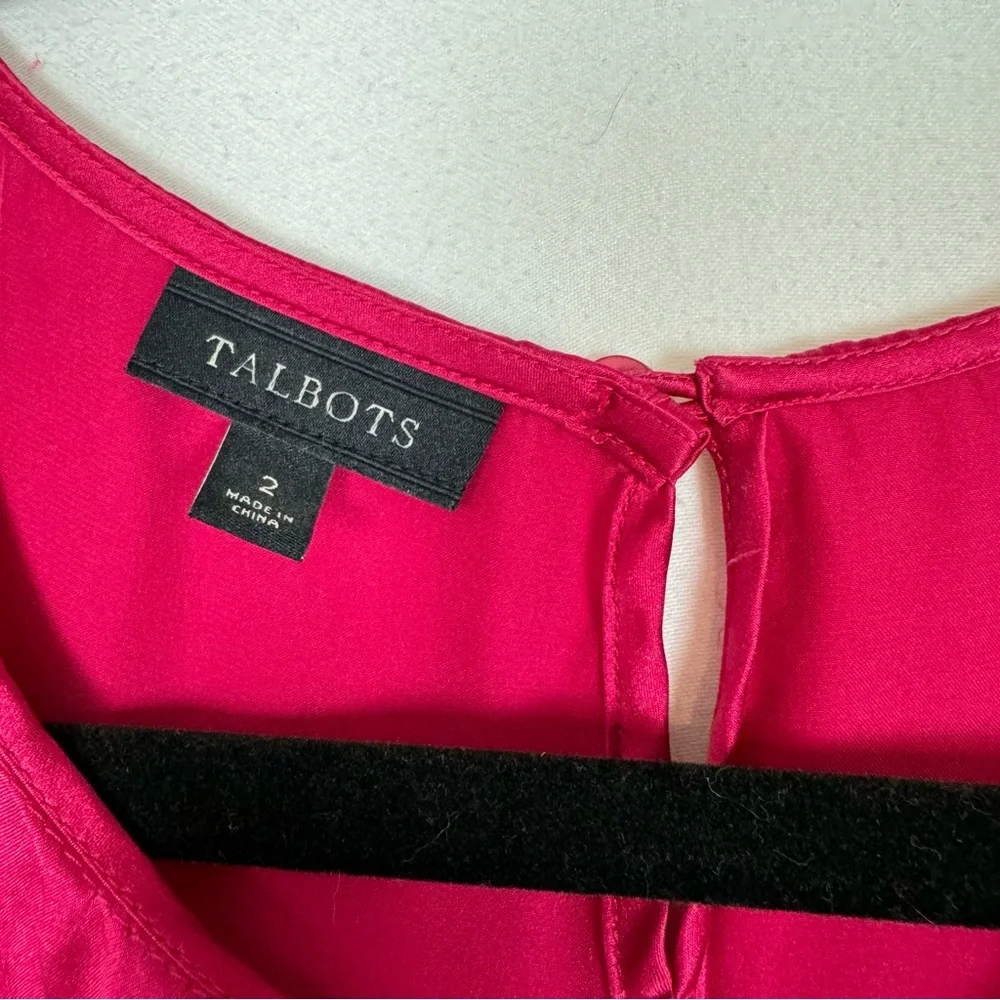 Talbots Flutter Sleeve 100% Silk Top Size 2 - Picture 6 of 11